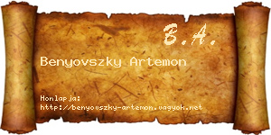 Benyovszky Artemon névjegykártya